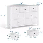 Commode à 7 tiroirs COZONY de 137 cm de large pour chambre à coucher, commode moderne avec rangement profond, organisateur de vêtements pour salon, couloir