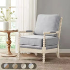 Fauteuil d'appoint Okak avec revêtement confortable, coussin amovible, cadre en bois massif, fauteuil de lecture classique et élégant pour salon, salle d'attente