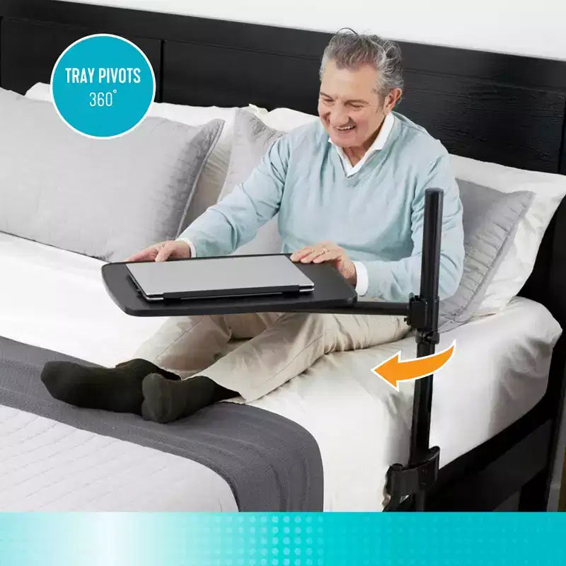 Able Life Table de lit universelle, plateau pivotant réglable pour chevet et bureau pour ordinateur portable, noir