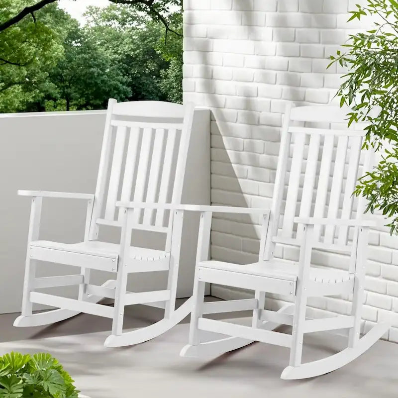 Ensemble de 2 chaises berçantes d'extérieur à dossier haut Vrakae pour tous les temps