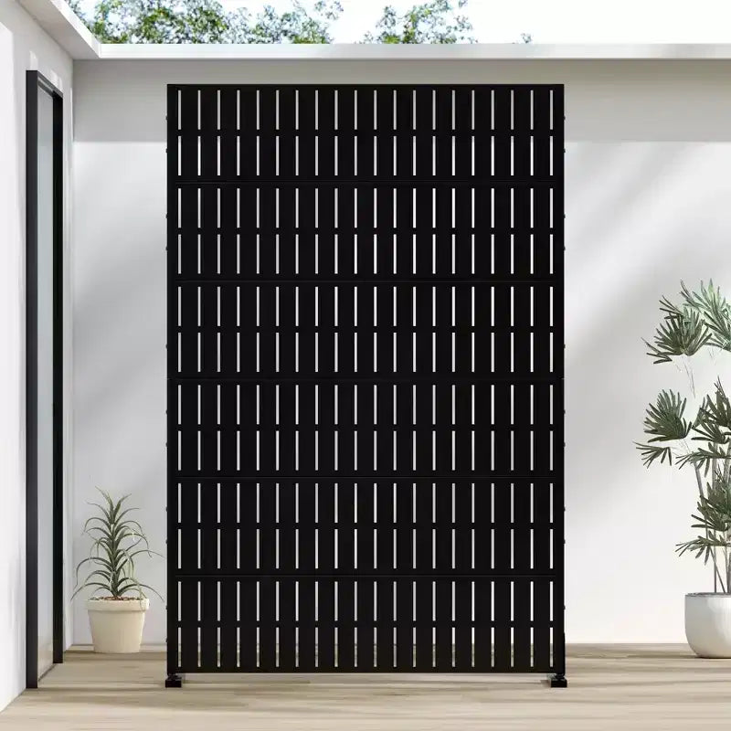 Écran de clôture en acier galvanisé noir 183*120*41cm