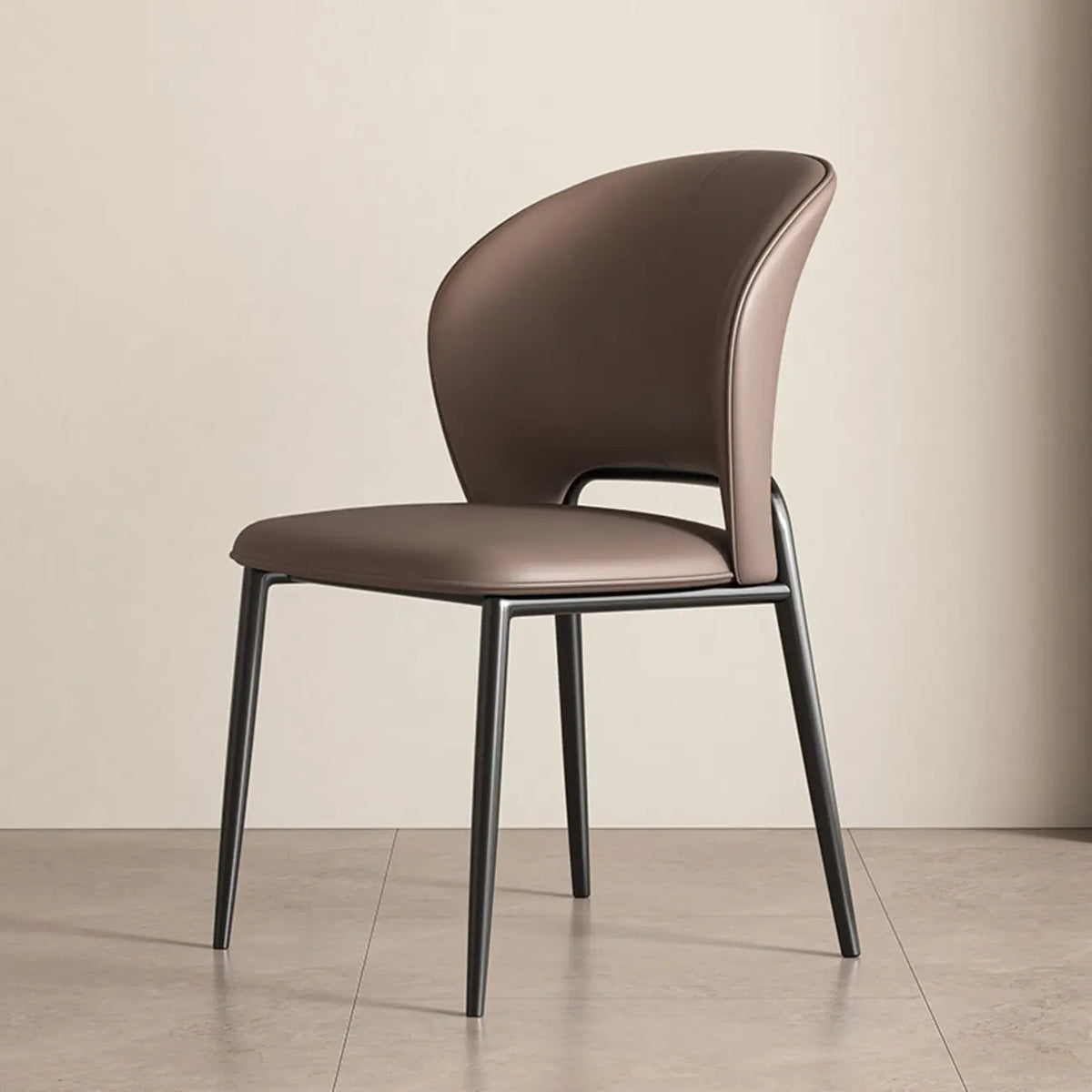 Chaise de salle à manger moderne en similicuir courbé à dossier bas