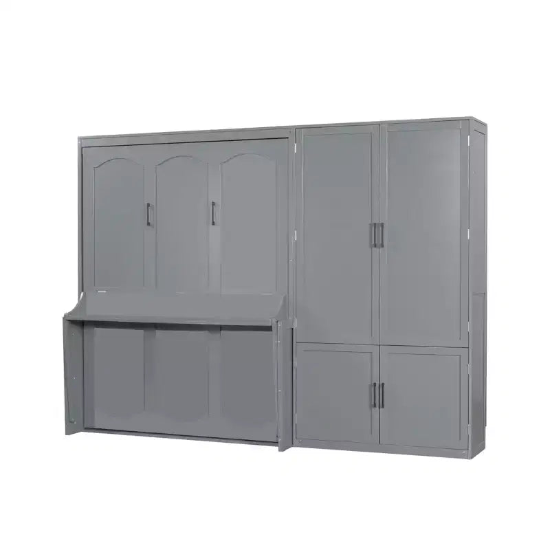Lit escamotable Queen Size Whisen Modern Design, se pliant dans une armoire avec penderie