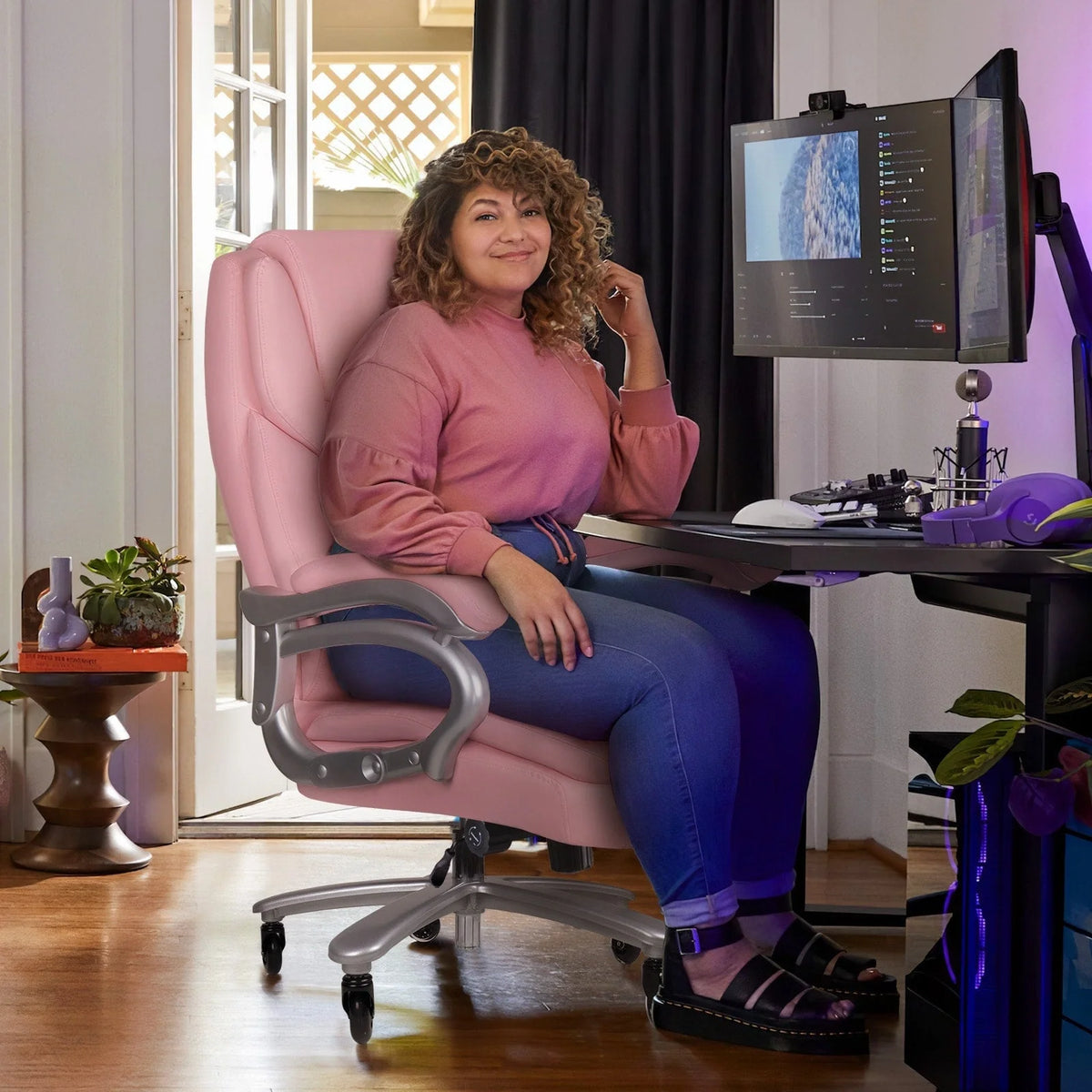 Chaise de bureau de direction Bossin grande taille et forte, 500 lb, avec support lombaire réglable, chaise ergonomique en cuir PU à dossier haut pour ordinateur
