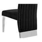 Chaise de salle à manger « Best Quality Furniture » avec dossier plissé, clous décoratifs et pieds chromés (lot de 2)