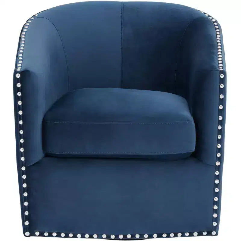 Fauteuil pivotant d'appoint bleu marine avec clous Fullerton Elements