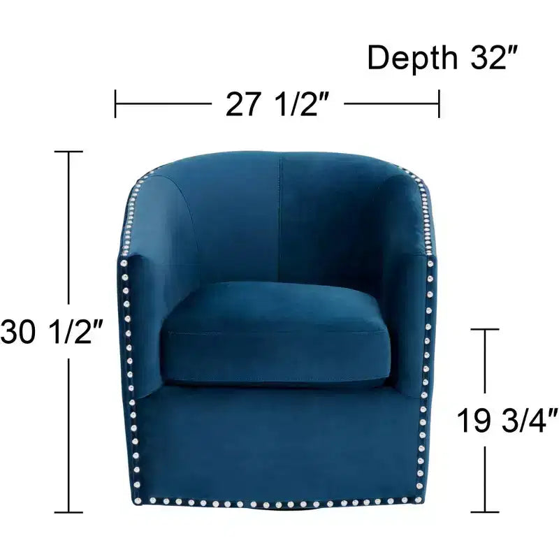 Fauteuil pivotant d'appoint bleu marine avec clous Fullerton Elements