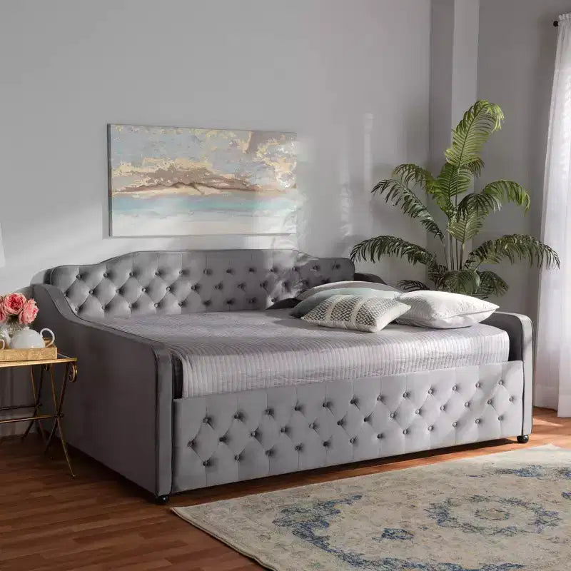 Lit de repos capitonné en velours Freda – Baxton Studio