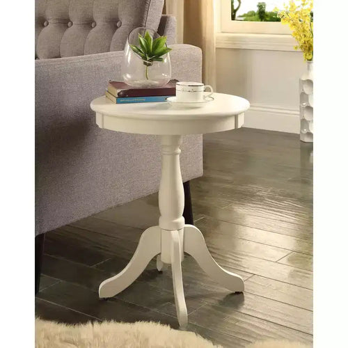 Alger 18 Wide White Round Traditional Pedestal Wood Side Table