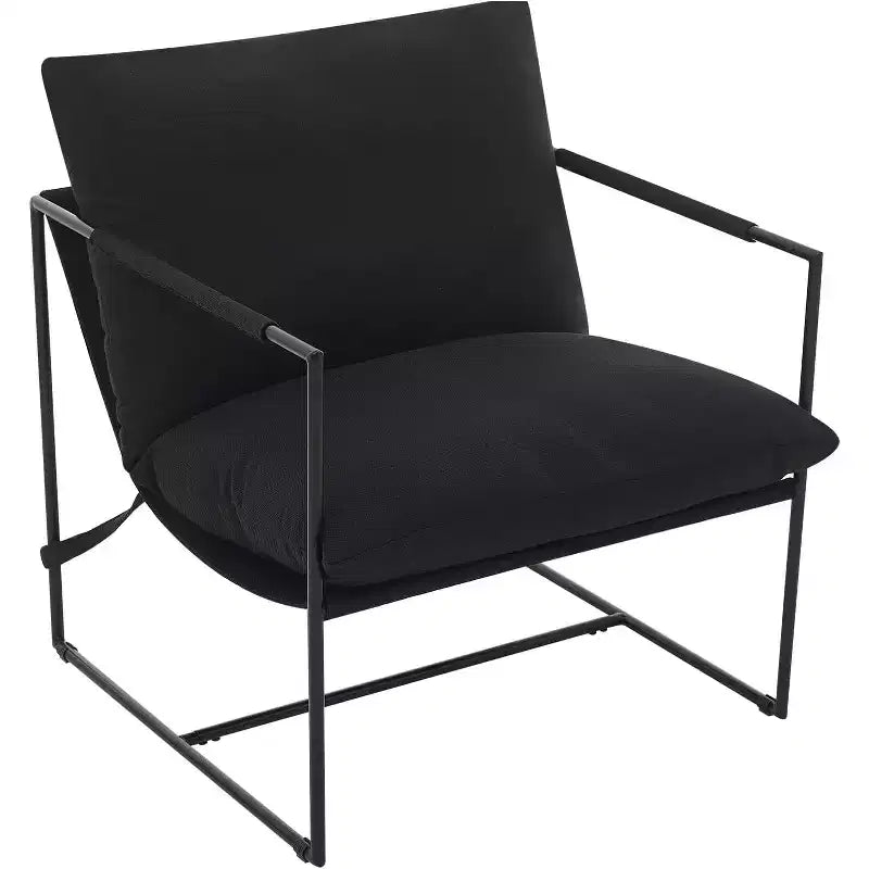 Fauteuil d'appoint suspendu pour salon, fauteuil douillet moderne à cadre métallique, chaises rembourrées avec coussin en mousse déchiquetée, chaise longue