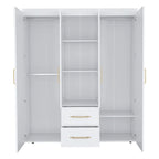 19.8 Armoire quatre portes moderne avec options de rangement multiples et accents métalliques