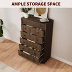 Coolmee Commode Haute 5 Tiroirs pour Chambre, Commode Cannelée de 80 cm de Large, Armoire de Rangement en Bois Moderne pour Chambre d'Enfant, Couloir, Salon