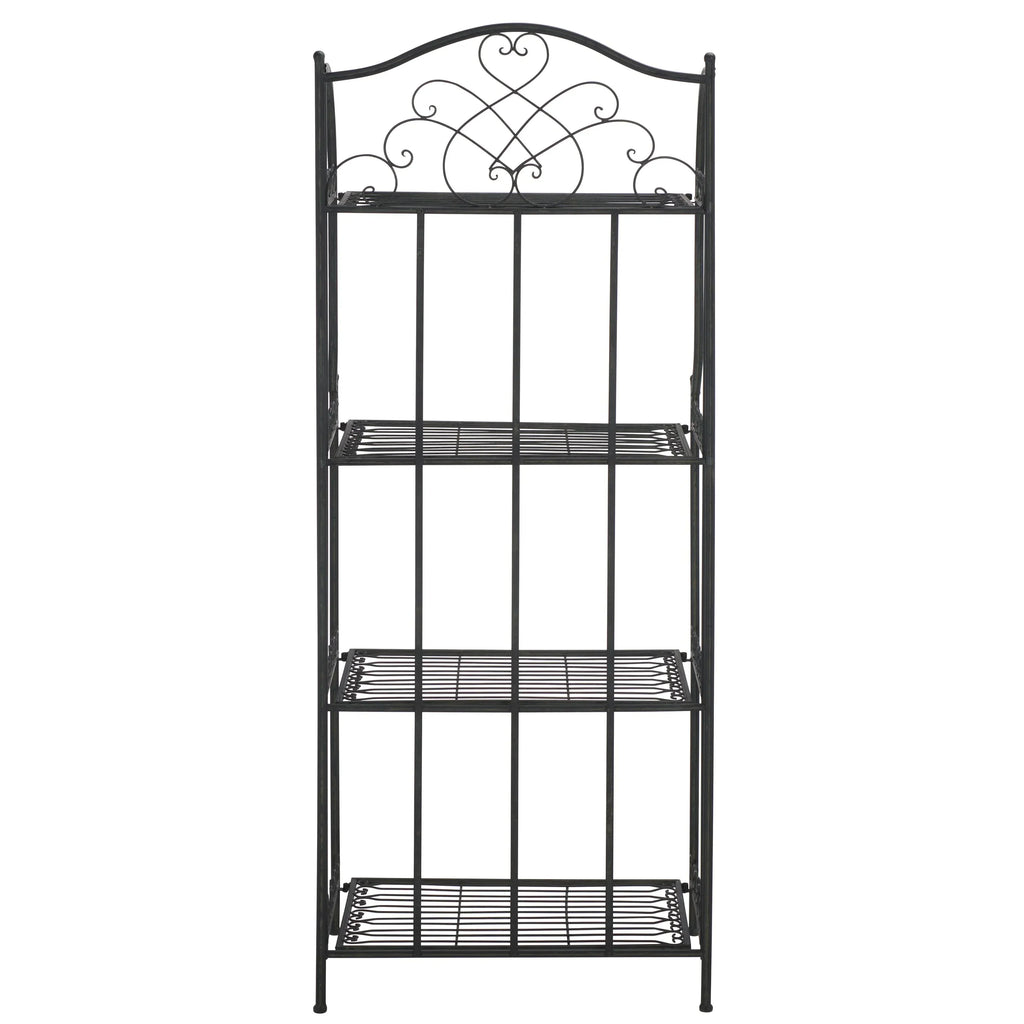 SAFAVIEH Bryn Étagère de boulanger d'extérieur victorienne en fer forgé à 4 niveaux - 63,5 cm l x 38,1 cm P x 160 cm H - 25L x 15P x 63H