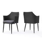 Chaises de salle à manger d'extérieur, ensemble de 2 chaises de salle à manger de patio, fauteuils en rotin PE tout temps, chaises de patio en osier avec cadre en fer robuste pour balcon