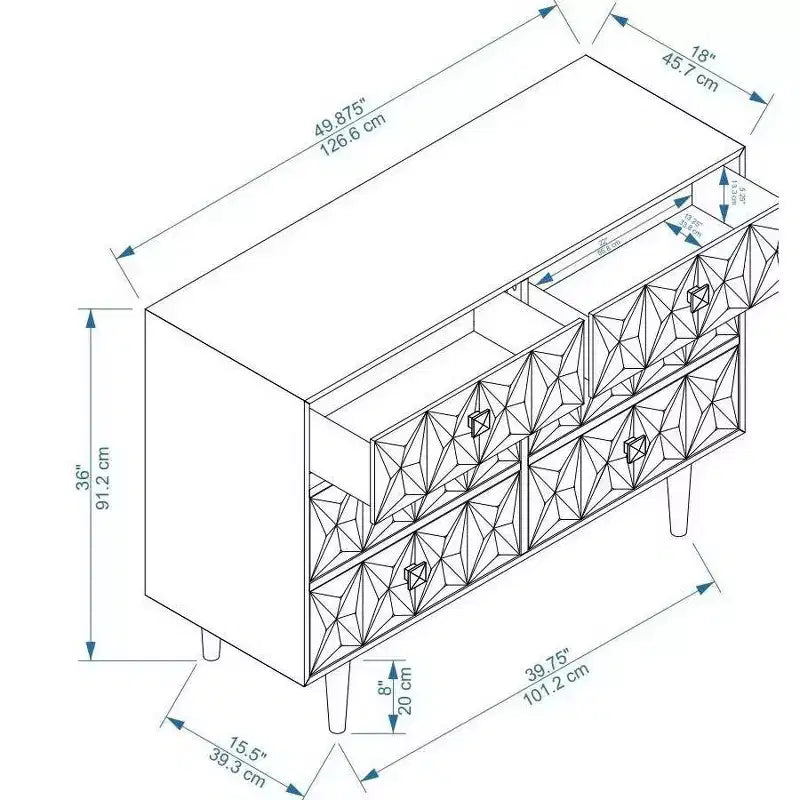 Commode 6 tiroirs texturée géo - Linon