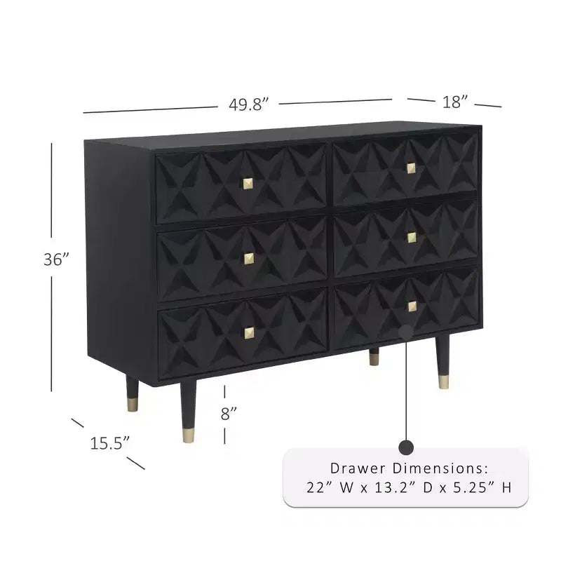 Commode 6 tiroirs texturée géo - Linon