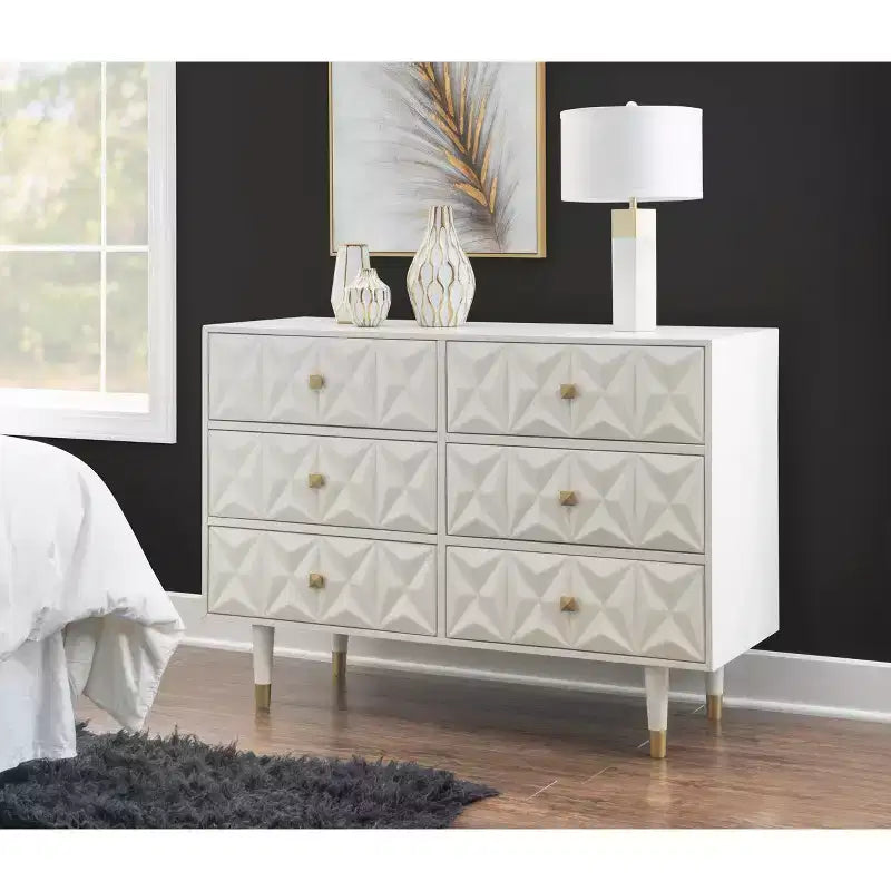 Commode 6 tiroirs texturée géo - Linon