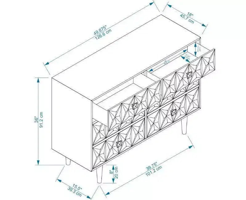 Commode 6 tiroirs texturée géo - Linon