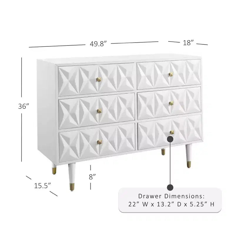 Commode 6 tiroirs texturée géo - Linon