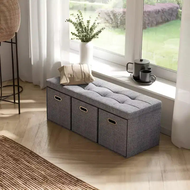 Banc de rangement pliant Ornavo Home de 101,6 cm avec tiroirs, parfait pour le salon, la chambre et l'entrée
