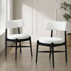 Christopher Knight Home Lumen Chaises de salle à manger modernes en bois d'hévéa et mélange de lin (lot de 2)