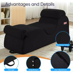 Mjkone Chaise Longue de Yoga en Velours Côtelé, Canapé de Yoga Incurvé avec Appui-Tête/Coussin Lombaire/Repose-Pieds Amovibles, Base Antidérapante