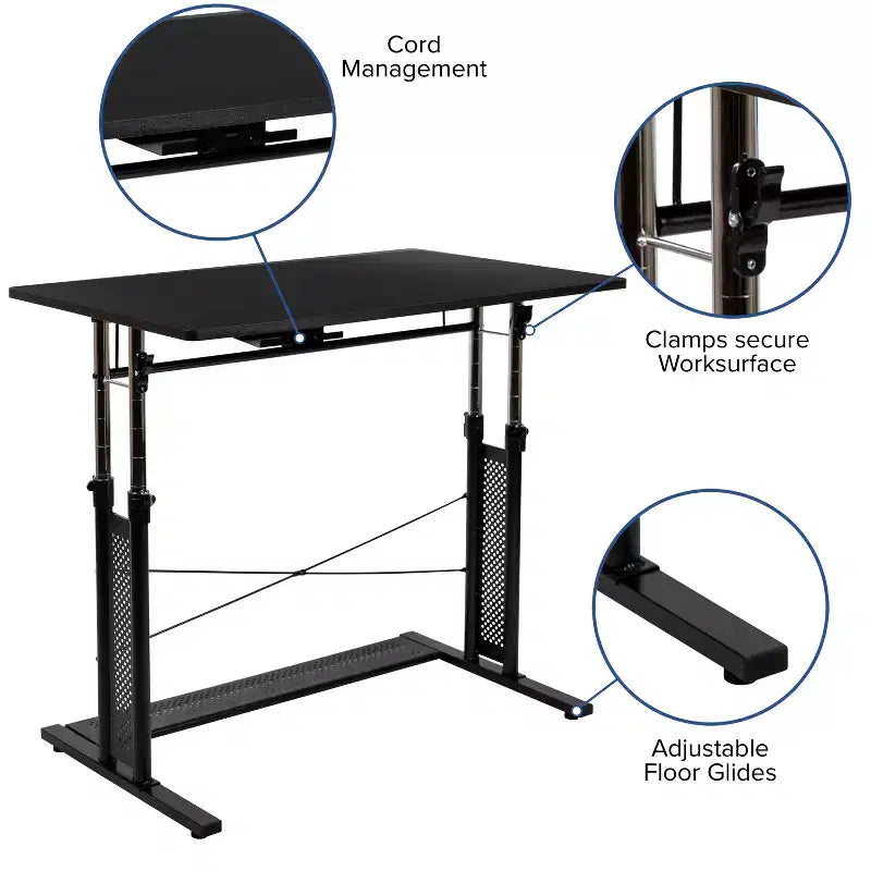Flash Furniture Bureau de travail assis-debout réglable en hauteur (69,2-90,8 cm) pour domicile