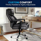 Fauteuil de bureau ergonomique pivotant en LeatherSoft, série HERCULES, de Flash Furniture, pour personnes de grande taille, capacité de 227 kg, avec appuie-tête réglable en hauteur