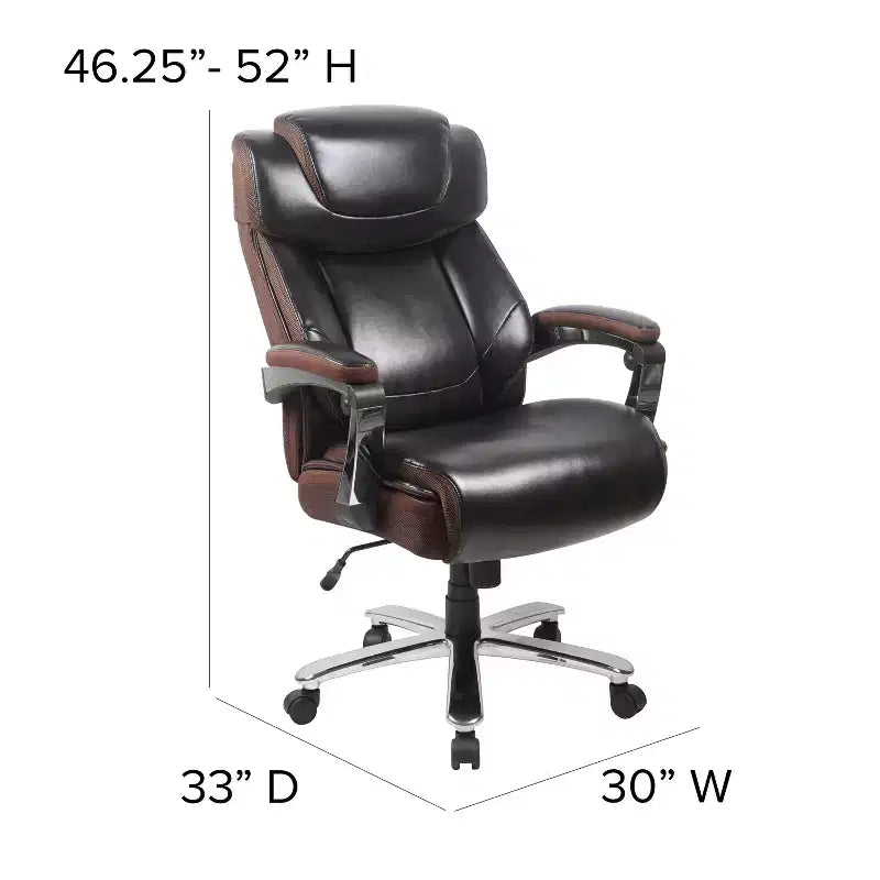Fauteuil de bureau ergonomique pivotant en LeatherSoft, série HERCULES, de Flash Furniture, pour personnes de grande taille, capacité de 227 kg, avec appuie-tête réglable en hauteur