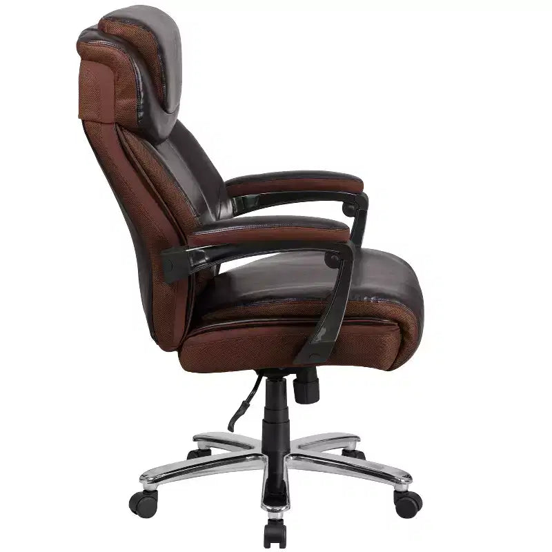 Fauteuil de bureau ergonomique pivotant en LeatherSoft, série HERCULES, de Flash Furniture, pour personnes de grande taille, capacité de 227 kg, avec appuie-tête réglable en hauteur