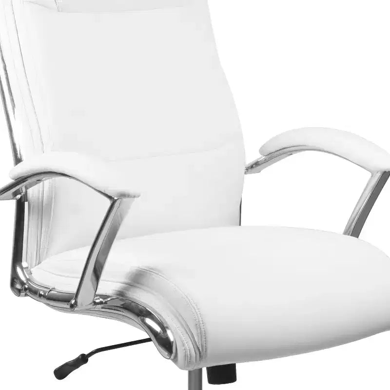 Flash Furniture Chaise de bureau exécutive pivotante en tissu lisse à dossier haut avec base et accoudoirs chromés