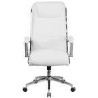 Flash Furniture Chaise de bureau exécutive pivotante en tissu lisse à dossier haut avec base et accoudoirs chromés