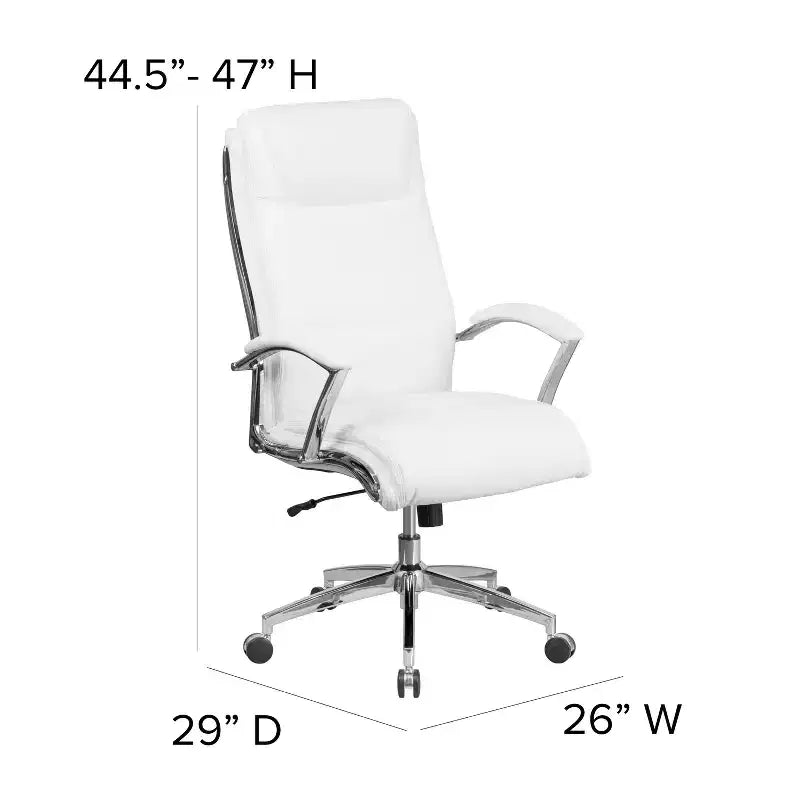 Flash Furniture Chaise de bureau exécutive pivotante en tissu lisse à dossier haut avec base et accoudoirs chromés