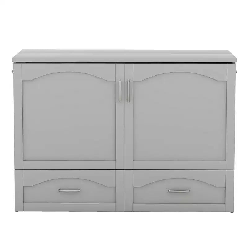 Lit escamotable Whisen avec structure de poulie, se plie dans une armoire avec tiroir et ports USB