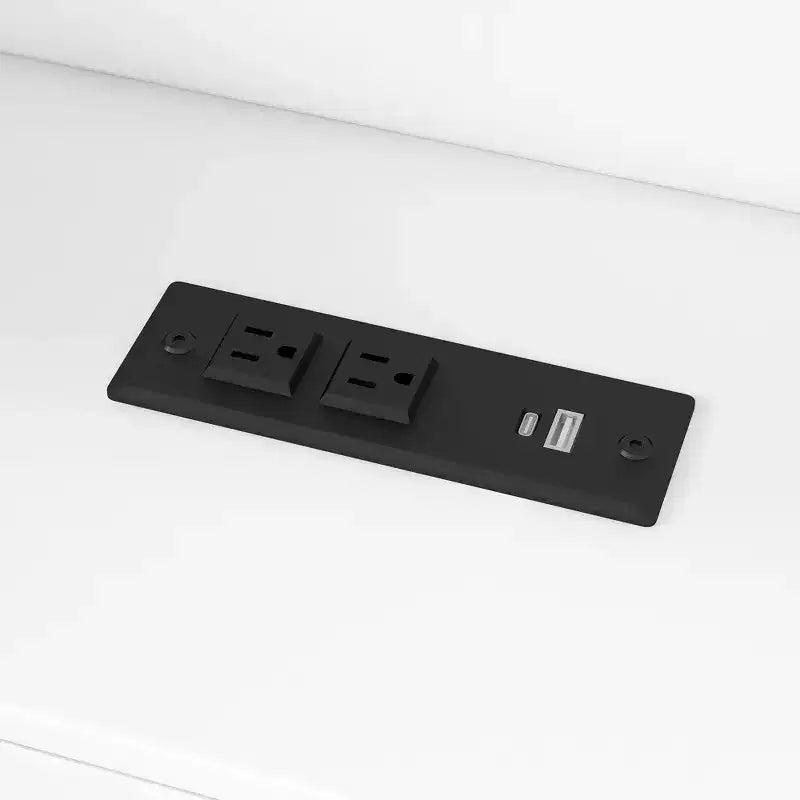 Lit plateforme double en bois Luxystar avec tête de lit capitonnée, 8 étagères de rangement, lit gigogne et bureau