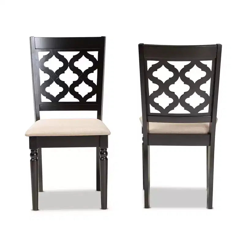 Lot de 2 chaises de salle à manger Ramiro en tissu et bois – Baxton Studio