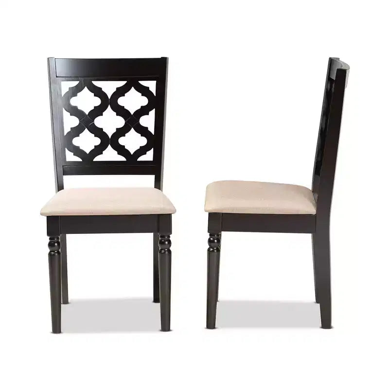 Lot de 2 chaises de salle à manger Ramiro en tissu et bois – Baxton Studio