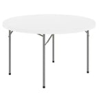 Emma and Oliver 4-Foot Round Granite White Plastic Folding Table - Banquet / Event Folding Table