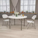 Table pliante ronde en plastique blanc granit de 1,2 mètre Emma et Oliver - Table pliante de banquet/événement