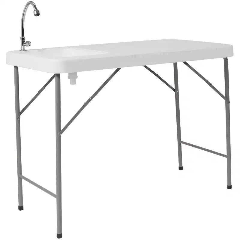 Emma and Oliver 4-Foot Portable Fish Cleaning Table / Outdoor Camping Table and Sink
