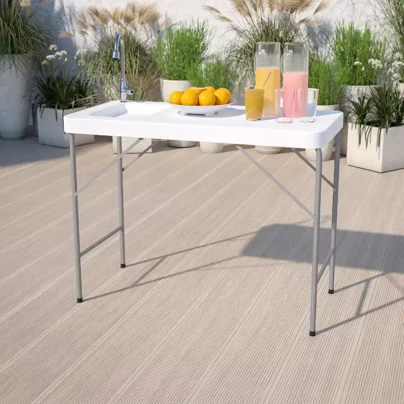 Emma et Oliver Table de nettoyage de poisson portable de 1,2 m / Table de camping et évier d'extérieur