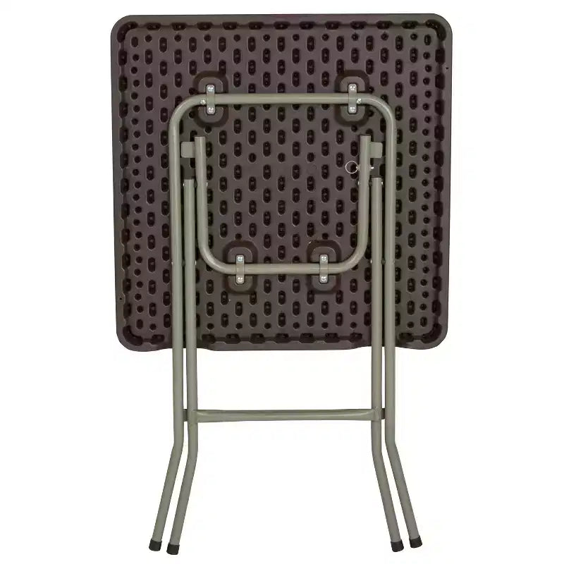 Table pliante carrée en plastique imitation rotin marron Emma et Oliver de 59 cm – Table d'extérieur pour événements