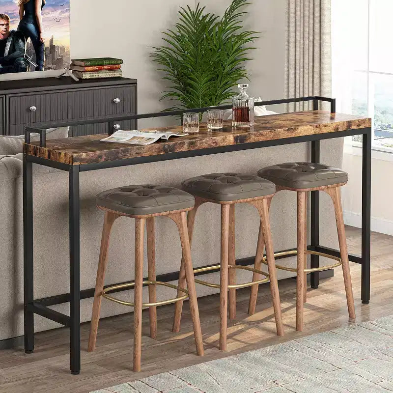 Lantine Table console extra longue de 180 cm, table console étroite derrière le canapé, table de couloir étroite de style industriel rustique pour le salon