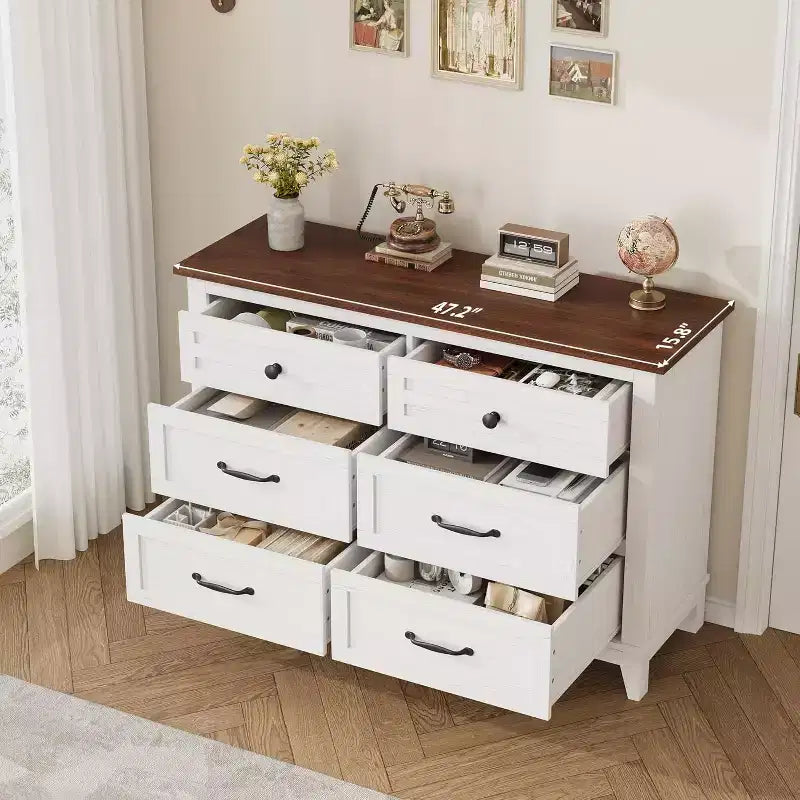 Commode pour Chambre, Commode Moderne en Bois à 6 Tiroirs, Meuble TV, Armoire en Bois, Commodes à 6 Tiroirs pour Chambre Salon