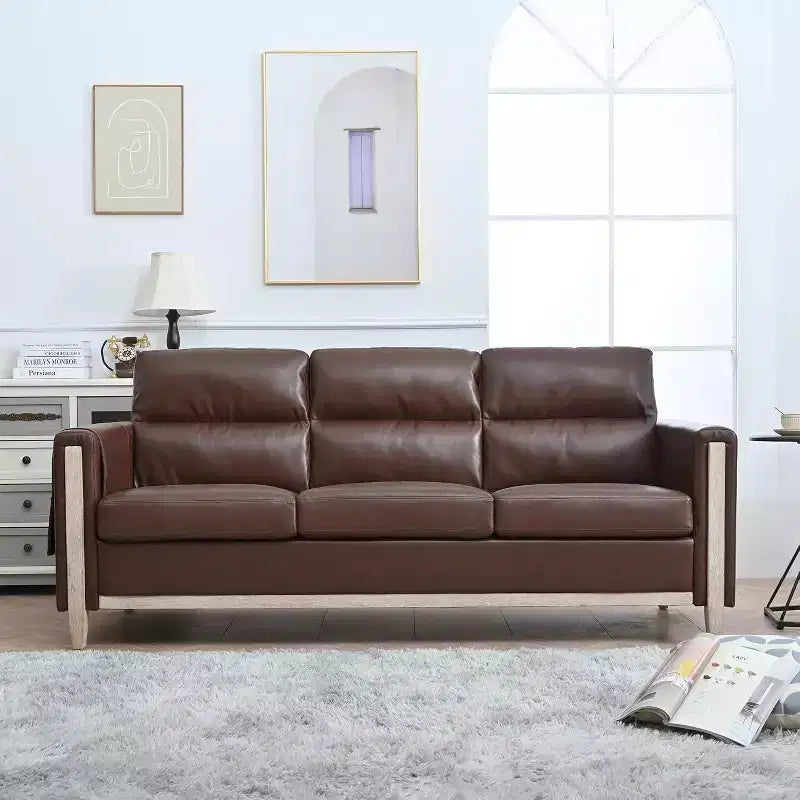 Canapé 3 places Acekool moderne rembourré, petite causeuse avec poche latérale, cadre en bois, pour salon, chambre, bureau, gris
