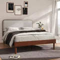 Lit Plateforme Queen Roundhill Furniture Wyller en Bois d'Hévéa, Fini Noyer Naturel