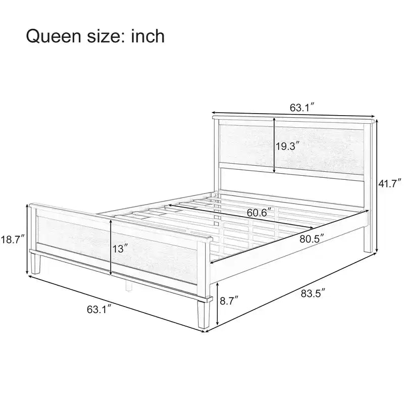 Cadre de lit plateforme pleine/grand lit/très grand lit avec tête de lit et support à lattes en bois, blanc/brun - ModernLuxe