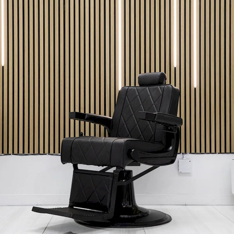 ROGERS Fauteuil de barbier inclinable robuste Fauteuil de coiffure, Noir