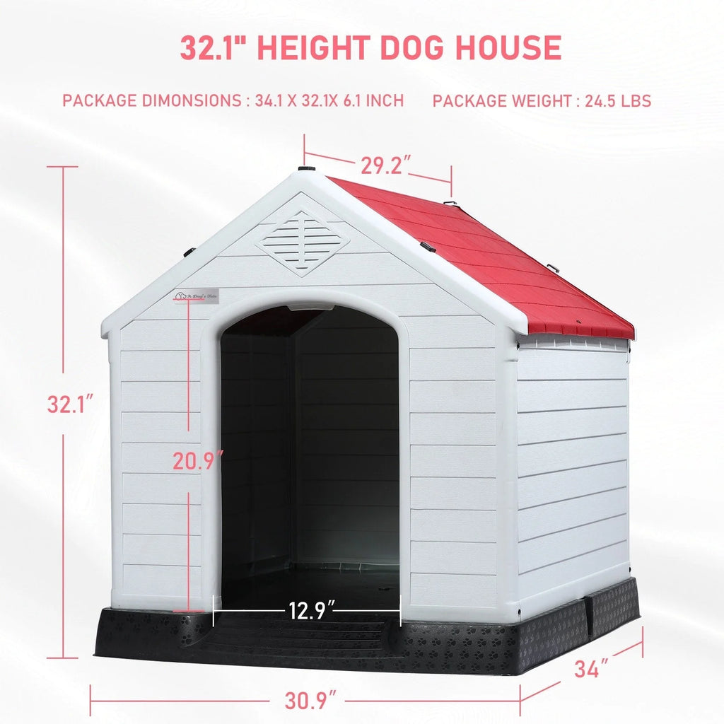 Niche pour chien en plastique BOSSIN, pour chiens de petite à grande taille, abri isolé intérieur/extérieur avec plancher surélevé