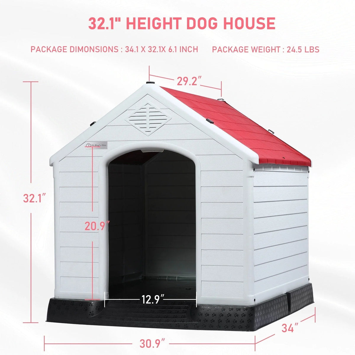 Niche pour chien en plastique BOSSIN, pour chiens de petite à grande taille, abri isolé intérieur/extérieur avec plancher surélevé